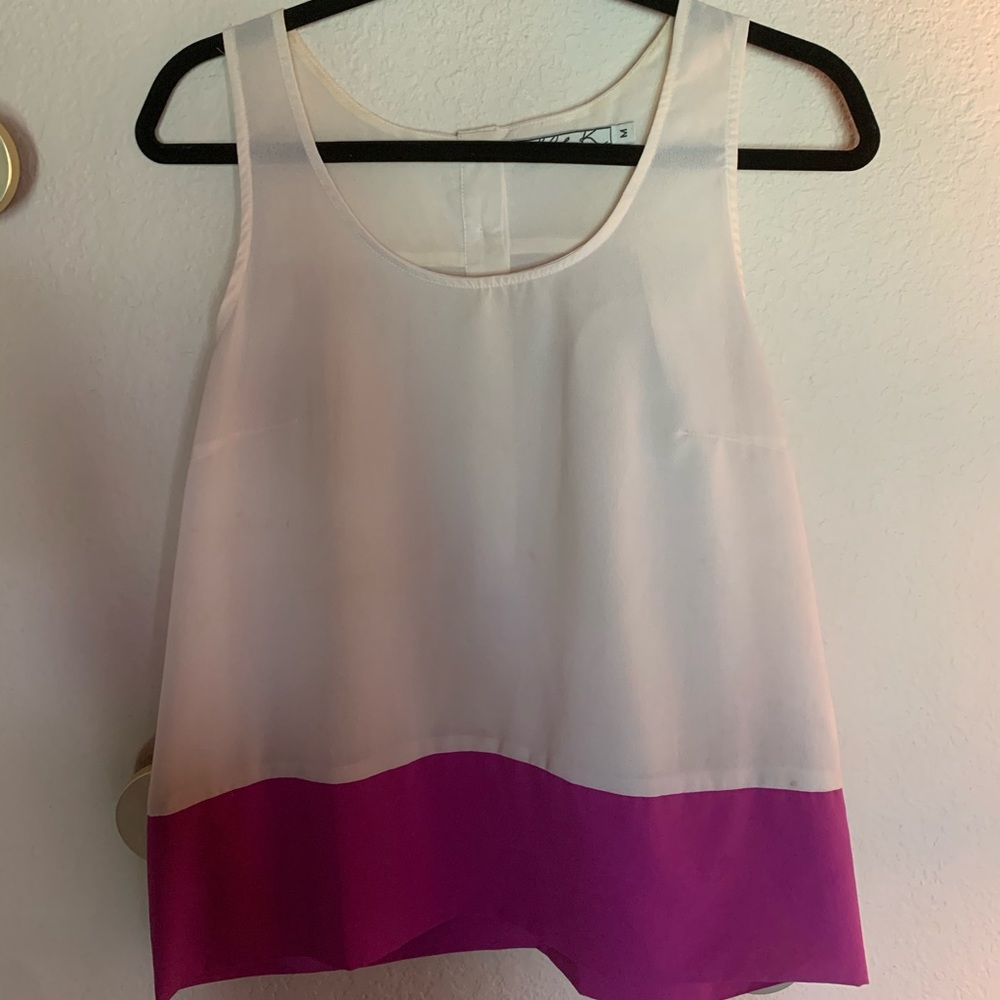 Chloe K off-white & dark pink Blouse